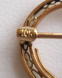 10K Yellow Gold Filigree Sapphire Brooch/Pin - D & L  Vintage 
