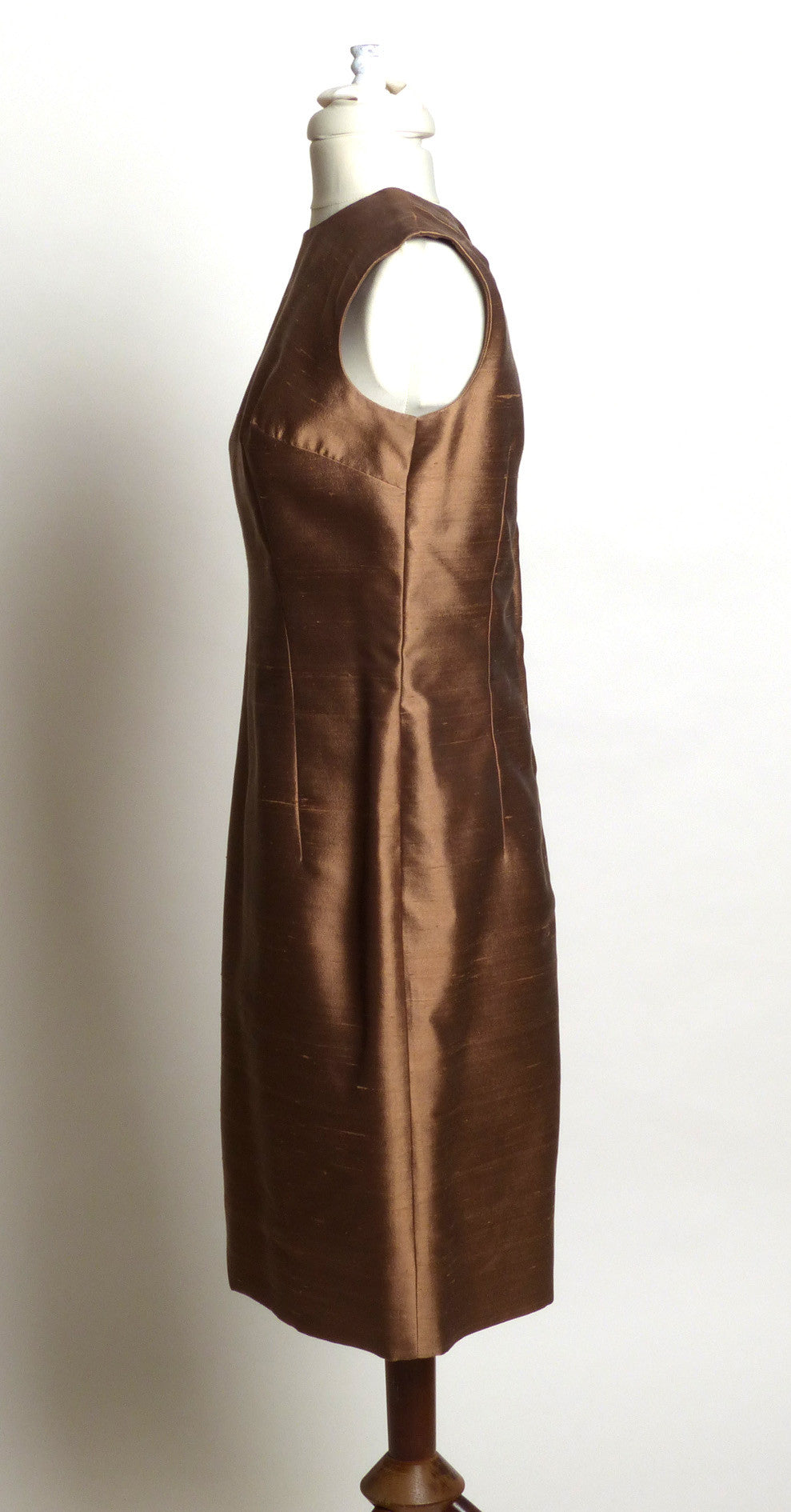 Circa 1940s/50s Brown Raw Silk Sheath Dress | D & L Vintage