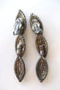 Articulated Black and Clear Rhinestone Line Earrings - D & L  Vintage 
