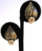 Victorian-Era Brass-toned Leaf and Floral Rhinestone Earrings - D & L  Vintage 