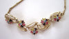Coro Floral Pastel Rhinestone Gold-Tone Choker/Necklace - D & L  Vintage 