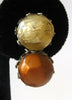 Dalsheim Bronze and Beige Double Ball Earrings - D & L  Vintage 