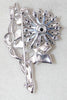 Unsigned Clear Rhinestone Floral Brooch/Pin/Pendant - D & L  Vintage 