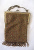 Silk Bronze-Colored Colorful Beaded Fringed Purse - D & L  Vintage 
