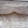 Hong Kong Glass Cream and Silver Seed Bead and Rhinestone Purse - D & L  Vintage 