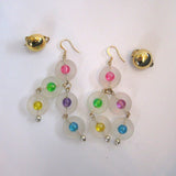Pastel Frosted Lucite Rings Pierced Earrings - D & L  Vintage 