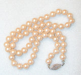 Faux Glass Pearl Necklace/Choker with Silver-tone Filigree Clasp - D & L  Vintage 