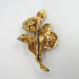 Goldtone Rose Floral Pin with Cultured Pearl Accent - D & L  Vintage 