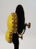 Czechoslovakian Yellow Plastic Disc Earrings - D & L  Vintage 